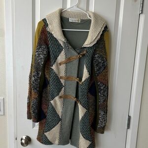 Artisan Patchwork Cardigan with Toggle Details